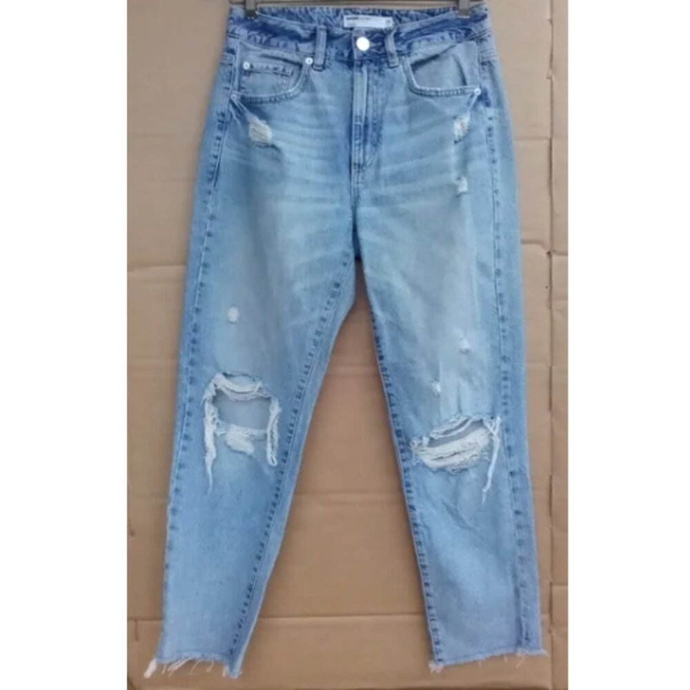 Garage Light Blue Distressed Straight Leg Jeans